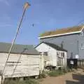 A welly boot on a barrier, and more stilt buildings, A Postcard From Felixstowe Ferry, Suffolk - 10th September 2023