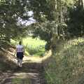 Isobel on the path down to the river, A Long Walk and a Long Ride, Hoxne and Kenninghall - 14th September 2023