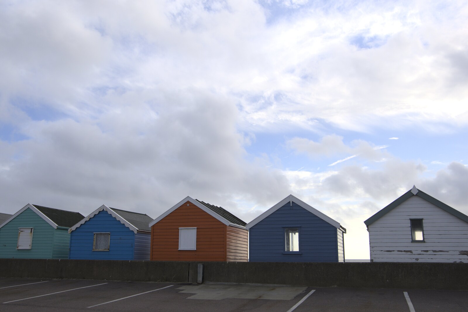 The beach huts of Southwold from The Waverley Paddle Steamer at Southwold Pier, Suffolk - 27th September 2023