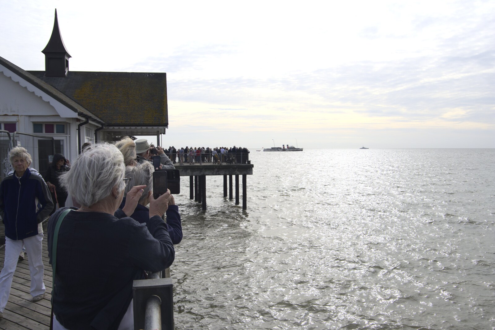 A view from the pier as Waverley heads off south from The Waverley Paddle Steamer at Southwold Pier, Suffolk - 27th September 2023