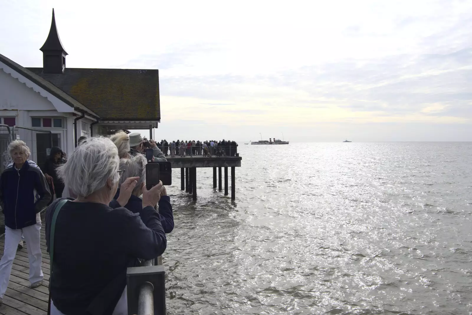 A view from the pier as Waverley heads off south, from The Waverley Paddle Steamer at Southwold Pier, Suffolk - 27th September 2023