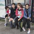 The gang at the bus stop on Monkstown Farm, A Day in Blackrock North, County Louth, Ireland - 7th October 2023