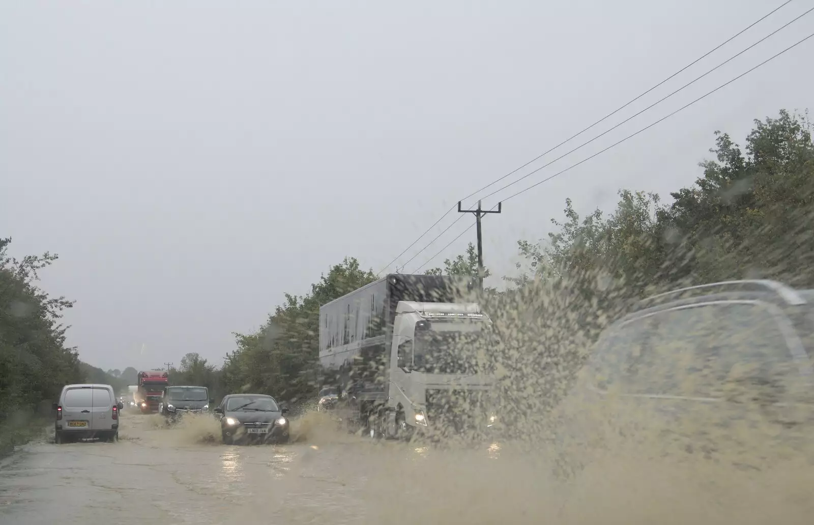 Flooding on the A143 near Wortham, from Tales From The Floods, Bury St. Edmunds and Walsham Le Willows, Suffolk - 20th October 2023