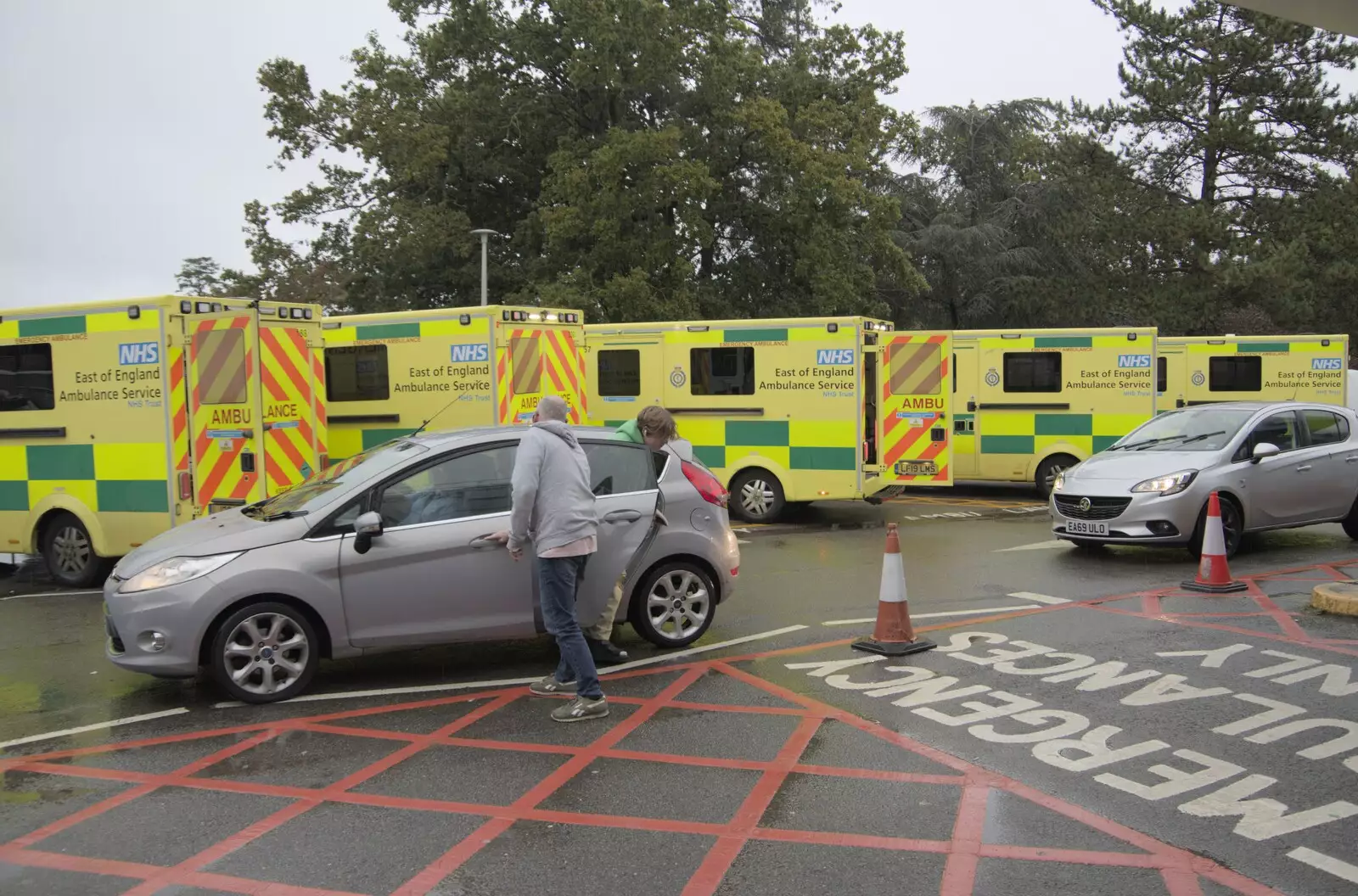 There are a load of ambulances at West Suffolk, from Tales From The Floods, Bury St. Edmunds and Walsham Le Willows, Suffolk - 20th October 2023