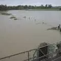 A view over the sluice gates, where the river was, Tales From The Floods, Bury St. Edmunds and Walsham Le Willows, Suffolk - 20th October 2023