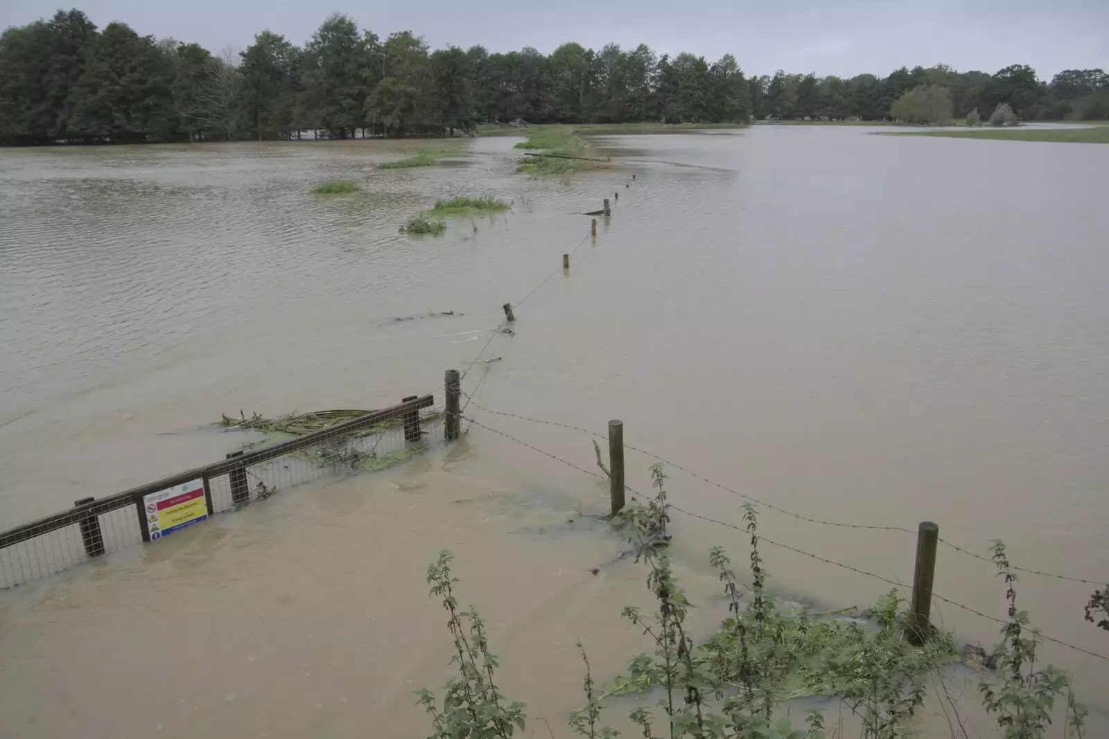 The Waveney has definitely burst its banks, from Tales From The Floods, Bury St. Edmunds and Walsham Le Willows, Suffolk - 20th October 2023