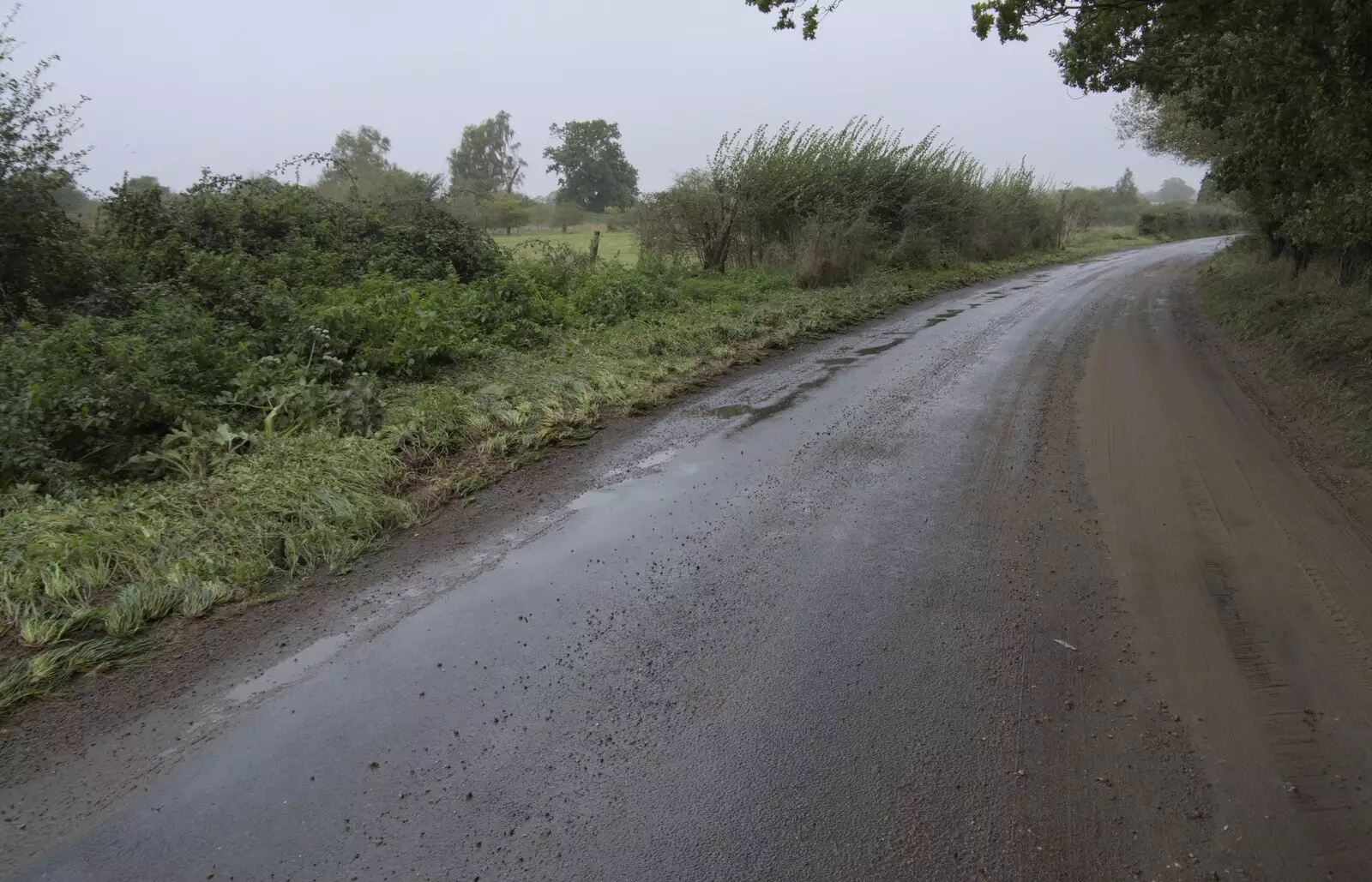 Silt and gravel on the road from the floods, from Tales From The Floods, Bury St. Edmunds and Walsham Le Willows, Suffolk - 20th October 2023