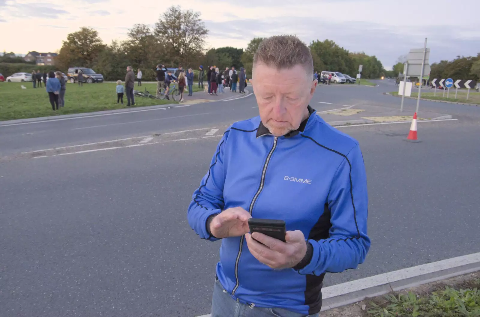 Gaz is on his phone, from A Giant Load on the A140, Yaxley, Suffolk - 22nd October 2023