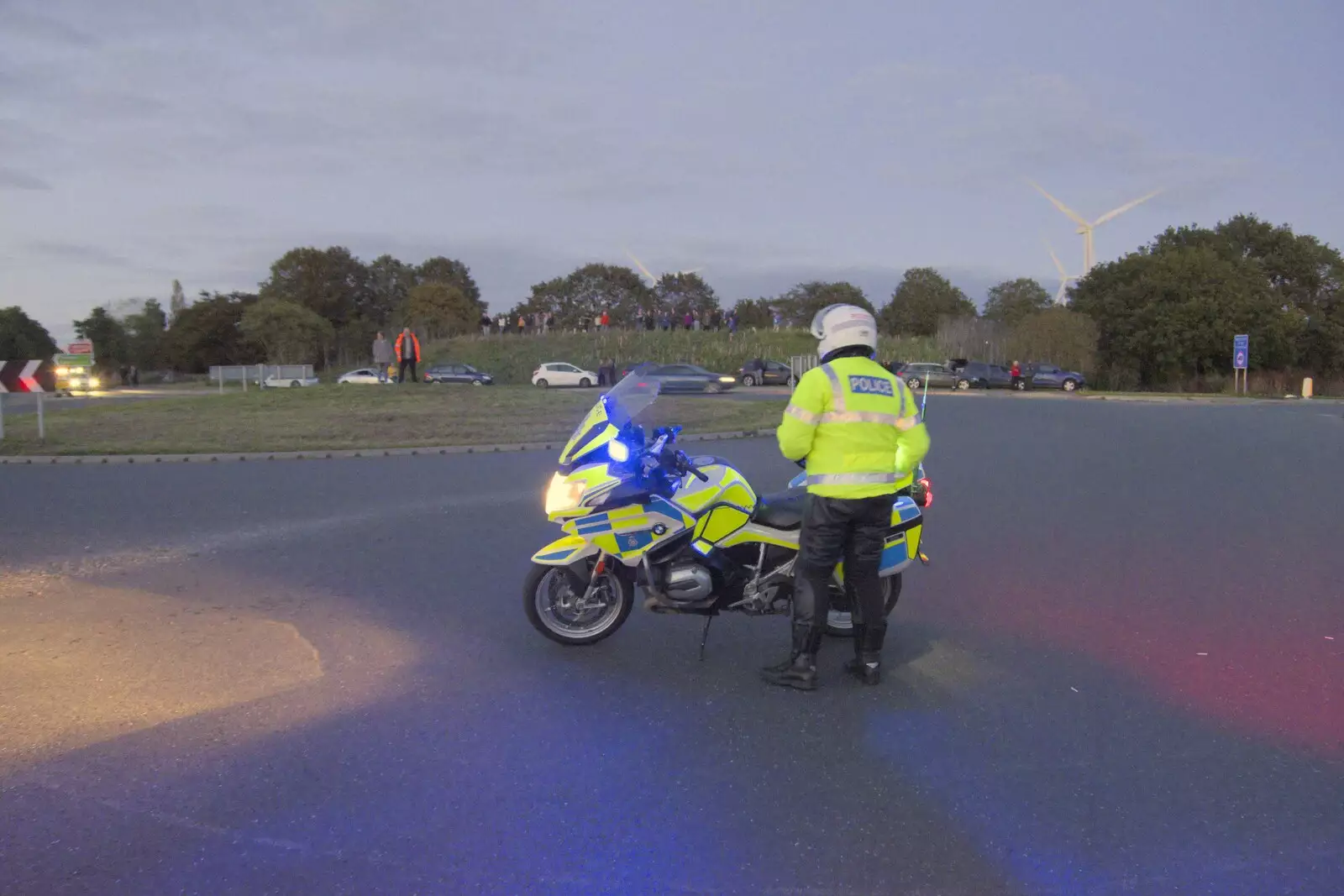 The rozzers reinforce the closure, from A Giant Load on the A140, Yaxley, Suffolk - 22nd October 2023