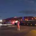 The long load moves off the roundabout, A Giant Load on the A140, Yaxley, Suffolk - 22nd October 2023