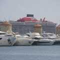 An enormous cruise ship dominates the harbour, The Cats of Rhodes, Ρόδος, Greece - 24th October 2023