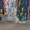 A cat lurks amongst silk scarves, The Cats of Rhodes, Ρόδος, Greece - 24th October 2023