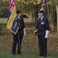 Royal British Legion dudes with flags, A B-17 Memorial, The Oaksmere Hotel, Brome, Suffolk - 10th November 2023