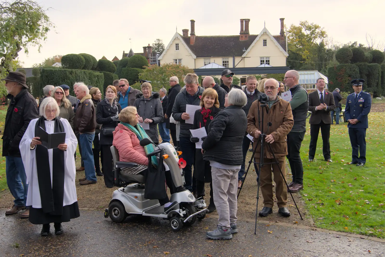 Milling throngs outside the Oaksmere, from A B-17 Memorial, The Oaksmere Hotel, Brome, Suffolk - 10th November 2023