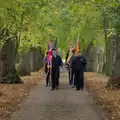 Flag bearers march up the Oaksmere's avenue, A B-17 Memorial, The Oaksmere Hotel, Brome, Suffolk - 10th November 2023