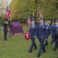 The USAF march up to the memorial, A B-17 Memorial, The Oaksmere Hotel, Brome, Suffolk - 10th November 2023