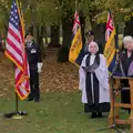 One of the relatives does a reading, A B-17 Memorial, The Oaksmere Hotel, Brome, Suffolk - 10th November 2023