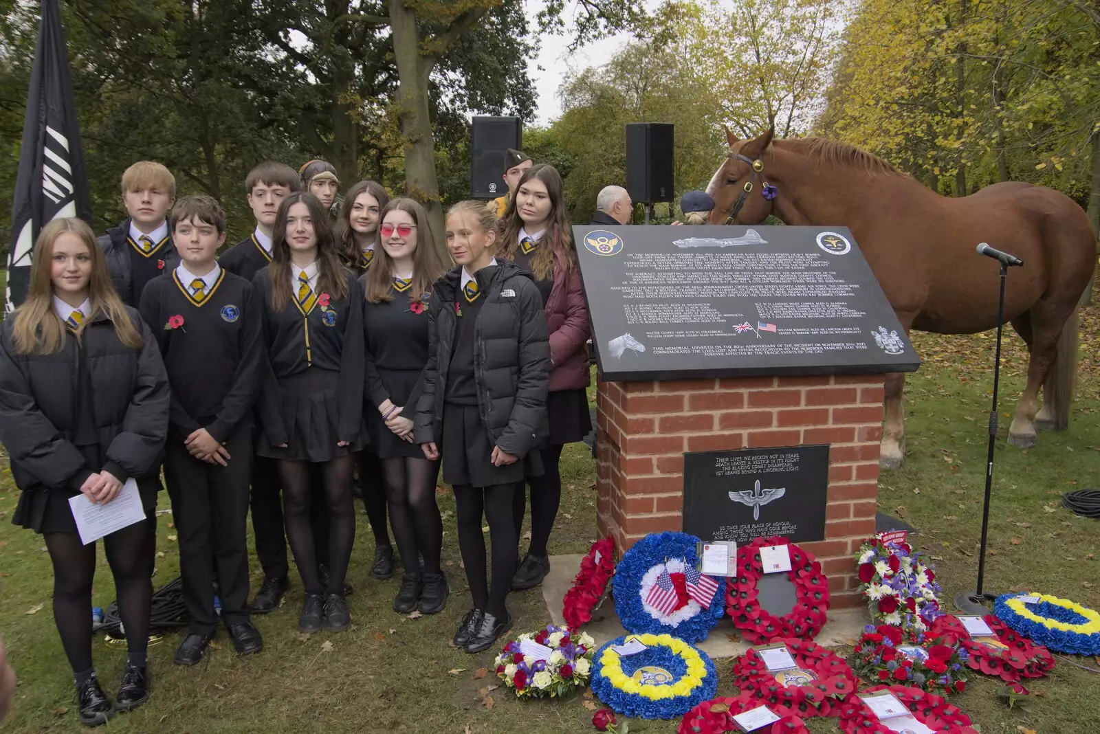 Fred and the Hartismere posse, from A B-17 Memorial, The Oaksmere Hotel, Brome, Suffolk - 10th November 2023