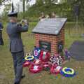 The RAF dude takes a photo of the memorial, A B-17 Memorial, The Oaksmere Hotel, Brome, Suffolk - 10th November 2023