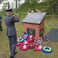 The RAF dude takes a photo of the memorial, A B-17 Memorial, The Oaksmere Hotel, Brome, Suffolk - 10th November 2023