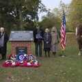 A mostly-relative group by the memorial, A B-17 Memorial, The Oaksmere Hotel, Brome, Suffolk - 10th November 2023