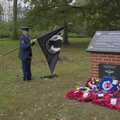 The MIA-POW flag is furled up, A B-17 Memorial, The Oaksmere Hotel, Brome, Suffolk - 10th November 2023
