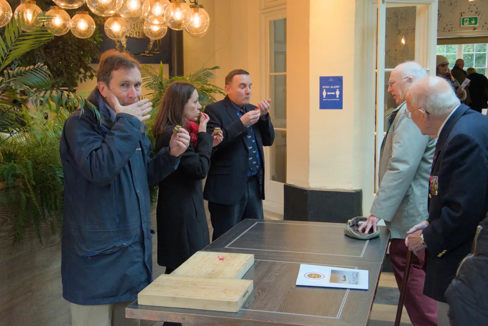 Alex Dunlop is caught eating cake, from A B-17 Memorial, The Oaksmere Hotel, Brome, Suffolk - 10th November 2023