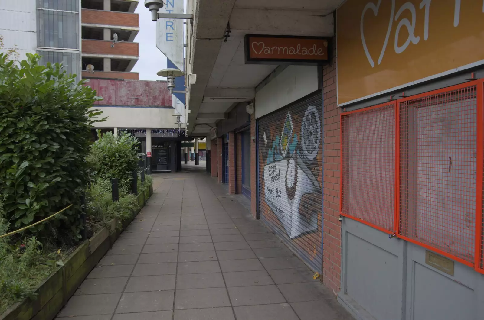 A concrete footpath to Anglia Square, from The Graffiti of HMSO and Anglia Square, Coslany, Norwich - 22nd November 2023