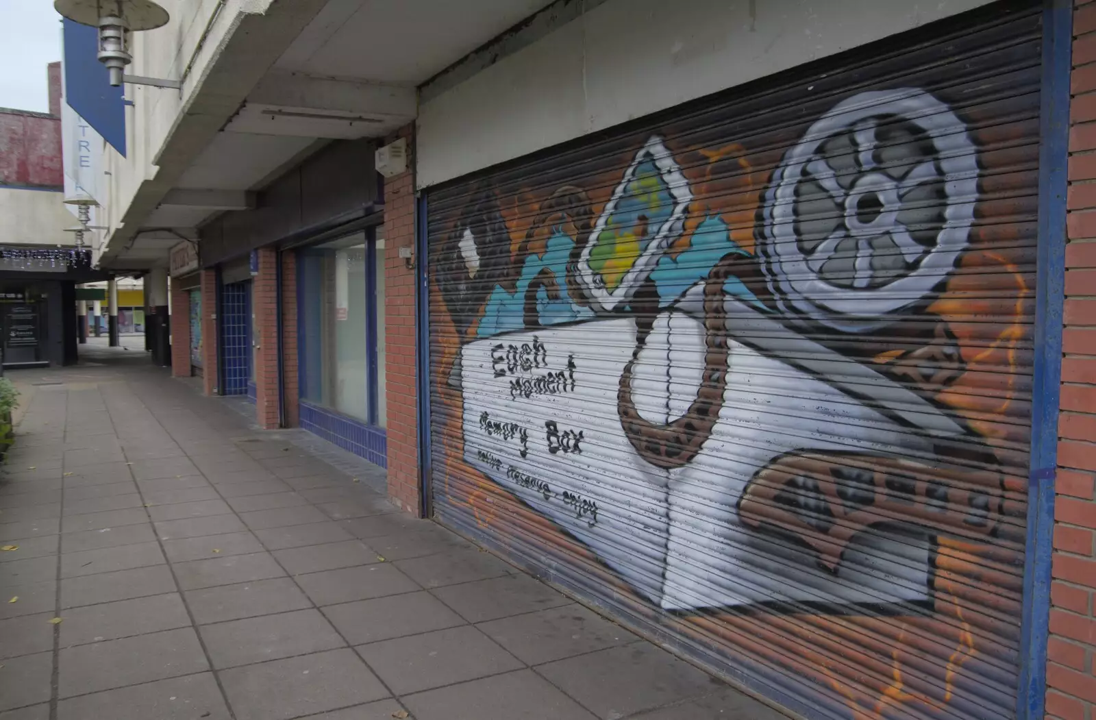 Street art on a shuttered shop, from The Graffiti of HMSO and Anglia Square, Coslany, Norwich - 22nd November 2023