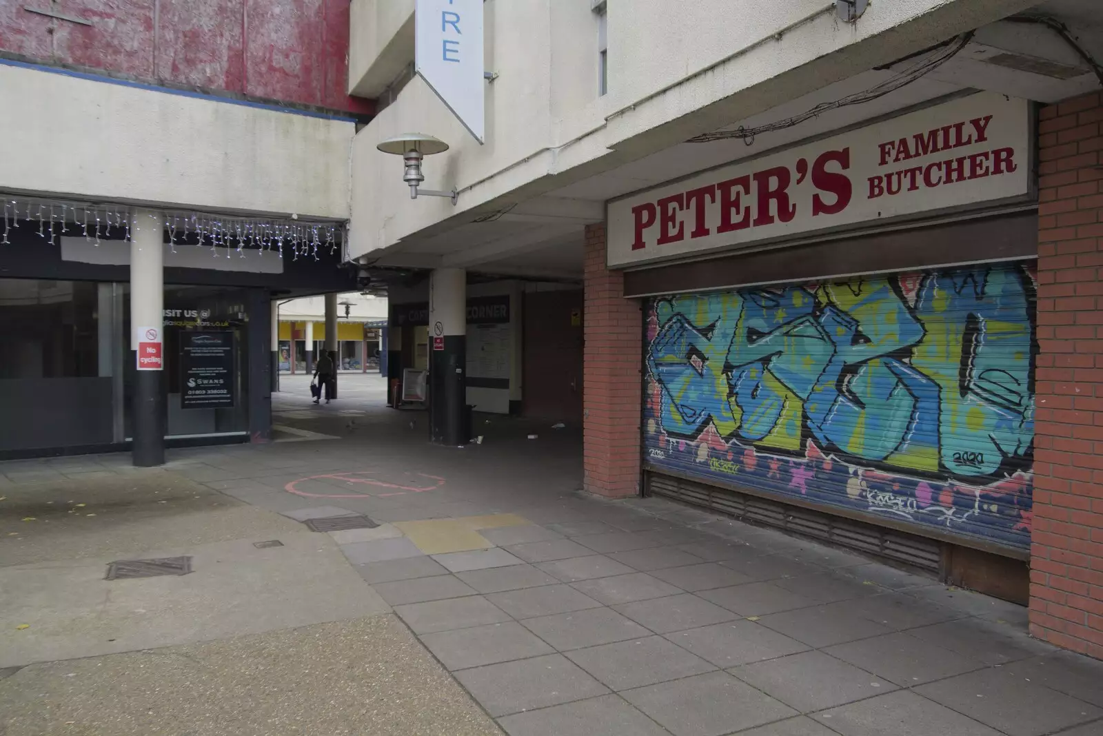 The closed-down Peter's Family Butcher, from The Graffiti of HMSO and Anglia Square, Coslany, Norwich - 22nd November 2023