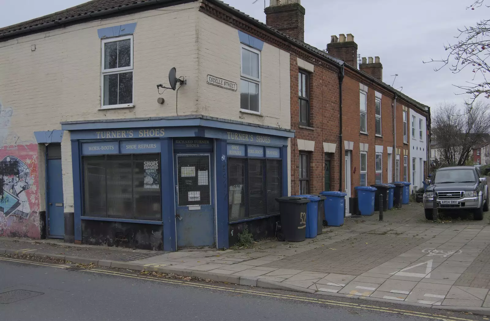 The old Turner's Shoes on Edward Street, from The Graffiti of HMSO and Anglia Square, Coslany, Norwich - 22nd November 2023