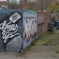Graffiti on a back alley, with bins, The Graffiti of HMSO and Anglia Square, Coslany, Norwich - 22nd November 2023