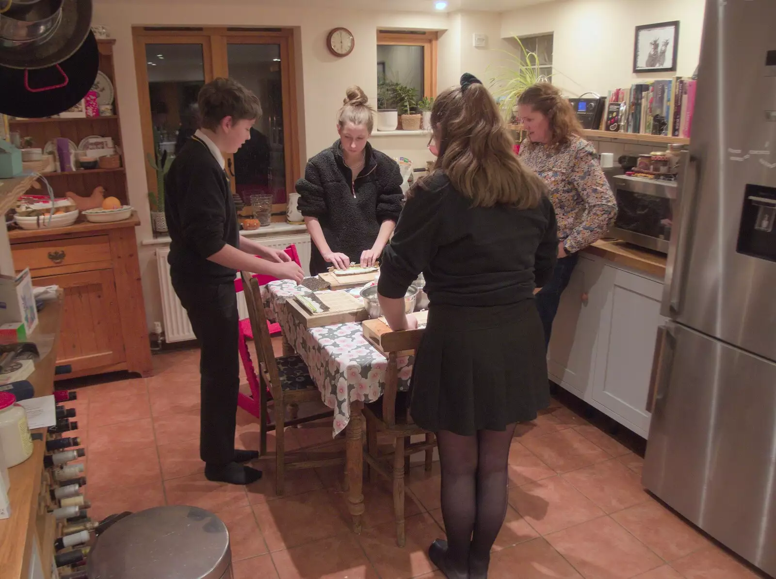 We show Millie and Sophie how to make sushi, from The GSB and the Christmas Pudding Mixing, Wickham Skeith, Suffolk - 25th November 2023