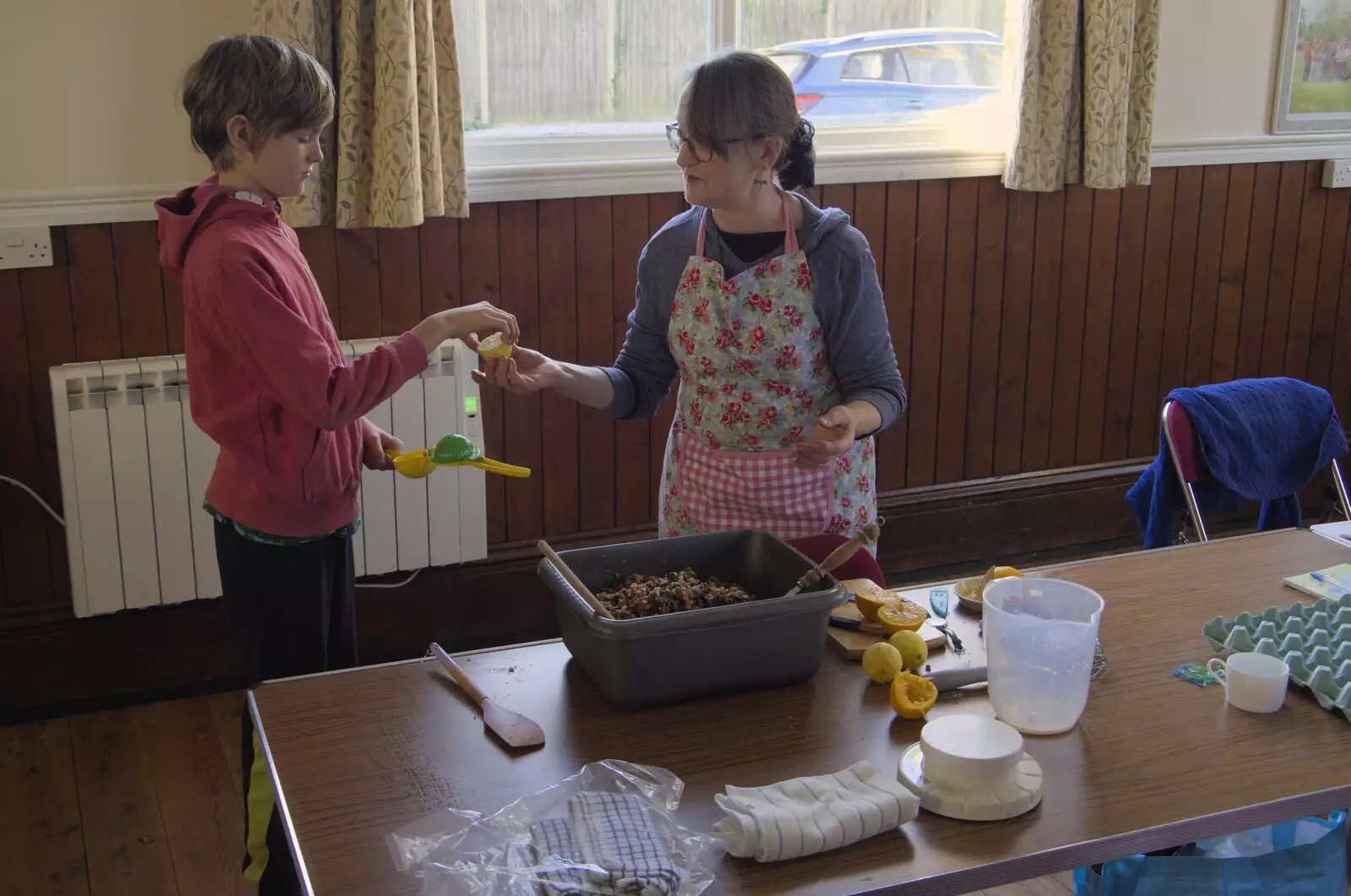 Harry helps out by squeezing lemons, from The GSB and the Christmas Pudding Mixing, Wickham Skeith, Suffolk - 25th November 2023