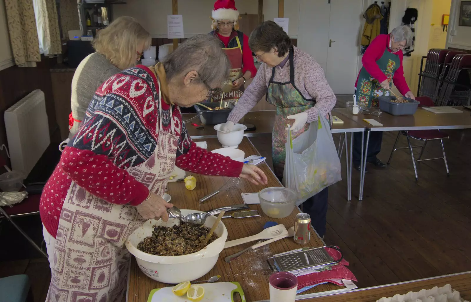 Mixing puddings in a Christmas jumper, from The GSB and the Christmas Pudding Mixing, Wickham Skeith, Suffolk - 25th November 2023