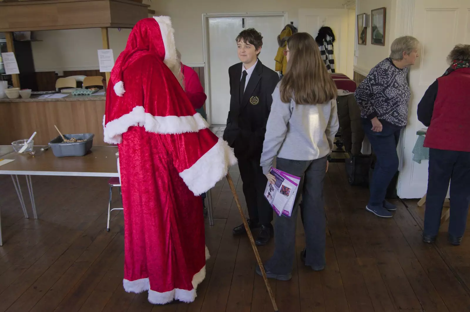 Adrian chats to Harry and Millie, from The GSB and the Christmas Pudding Mixing, Wickham Skeith, Suffolk - 25th November 2023