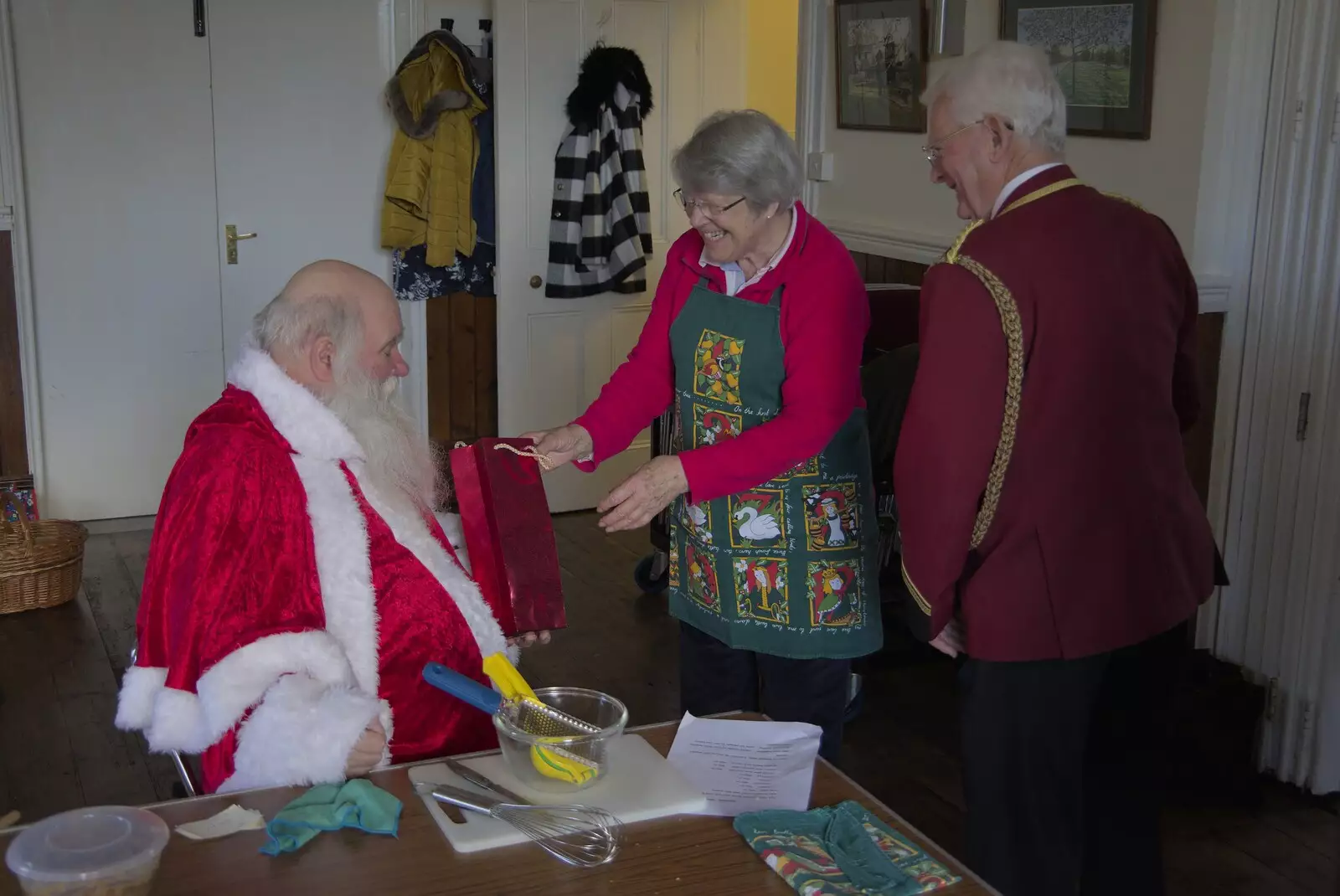 Adrian is presented with a gift, from The GSB and the Christmas Pudding Mixing, Wickham Skeith, Suffolk - 25th November 2023