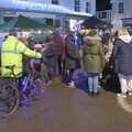 Francis pushes his bike through the crowds, The Christmas Lights Switch On, Eye, Suffolk - 1st December 2023