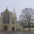 The spire of the Cathedral disappears into the mist, A Tour of the Cathedral, Norwich, Norfolk - 2nd December 2023