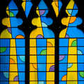 Modern blue-and-yellow stained glass, A Tour of the Cathedral, Norwich, Norfolk - 2nd December 2023