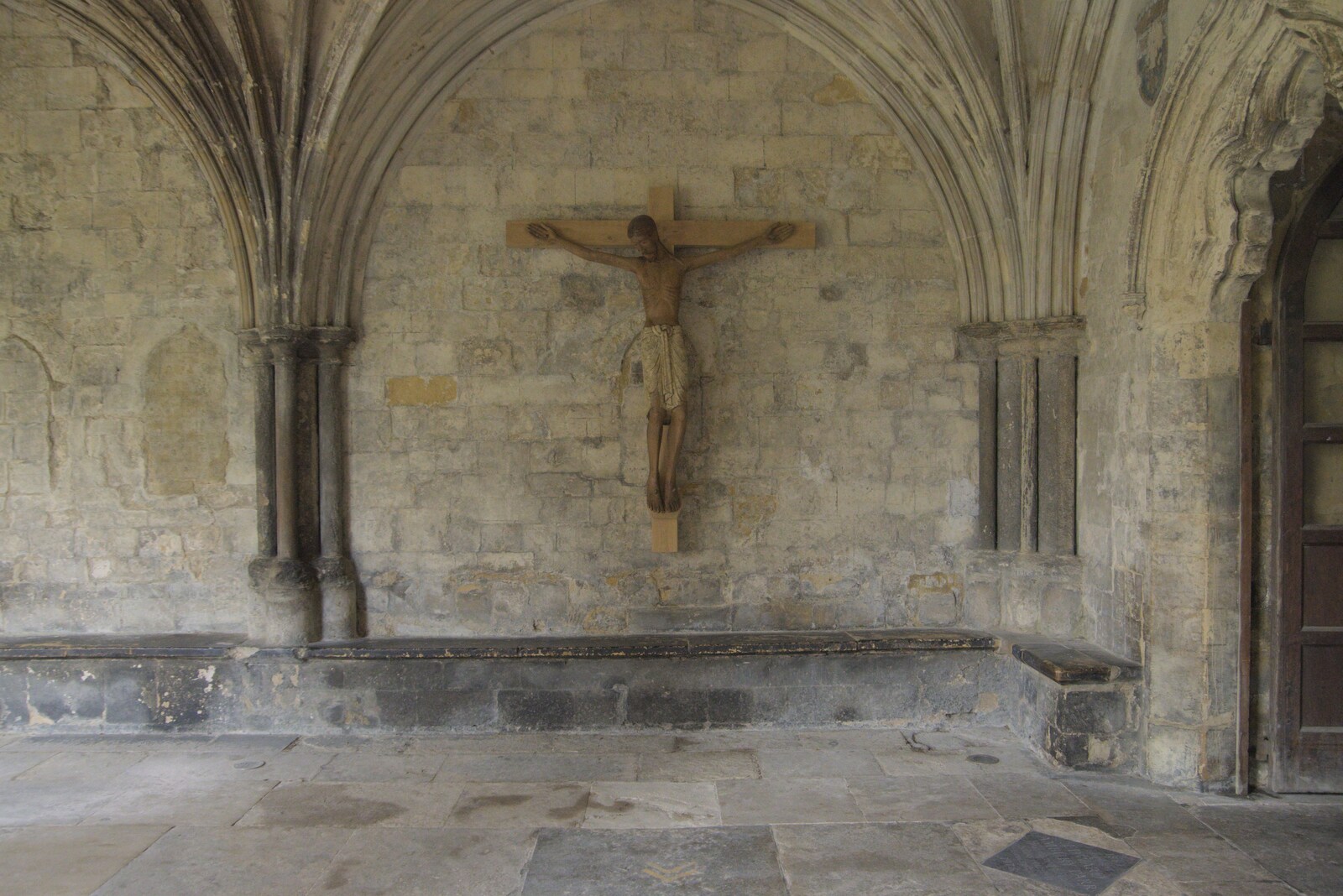 Jesus on the cross in the cloisters from A Tour of the Cathedral, Norwich, Norfolk - 2nd December 2023