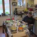 Isobel's on vegetable-peeling duty in the kitchen, Christmas and Boxing Day, Brome, Suffolk - 25th December 2023