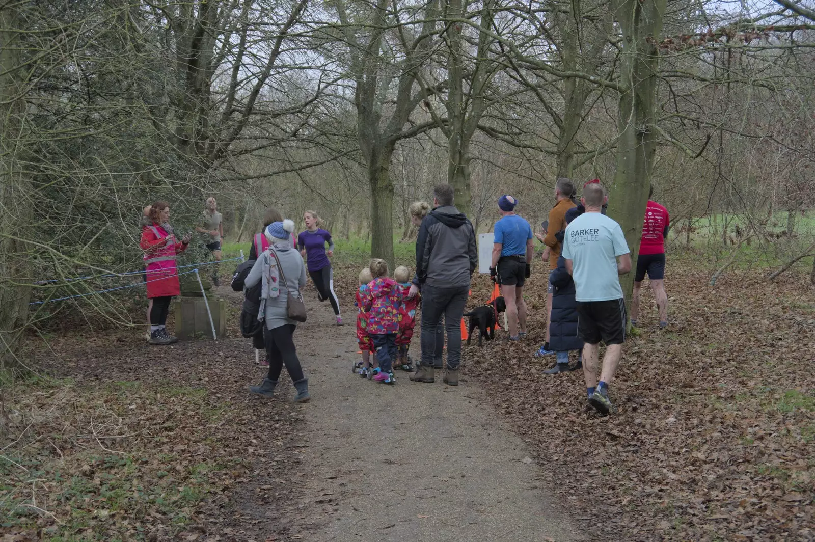 Milling around at the finish line, from New Year's Eve and a 50th Park Run, Thornham, Suffolk - 31st December 2023