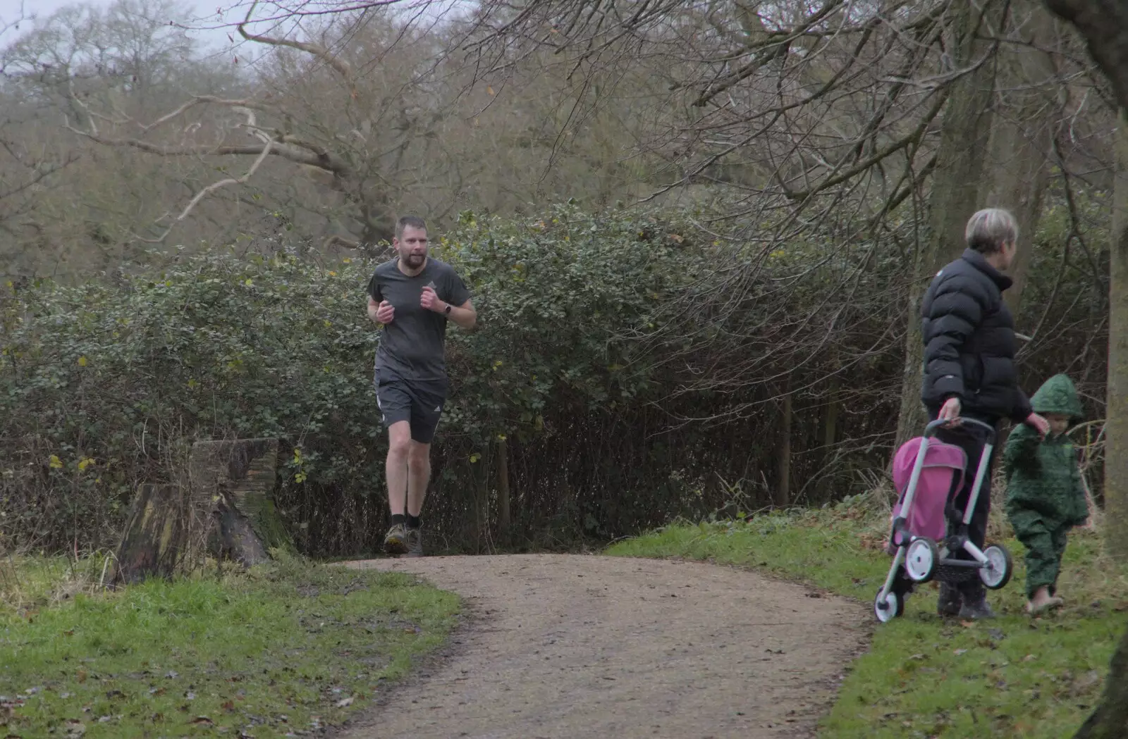 The Boy Phil runs in to the finish, from New Year's Eve and a 50th Park Run, Thornham, Suffolk - 31st December 2023