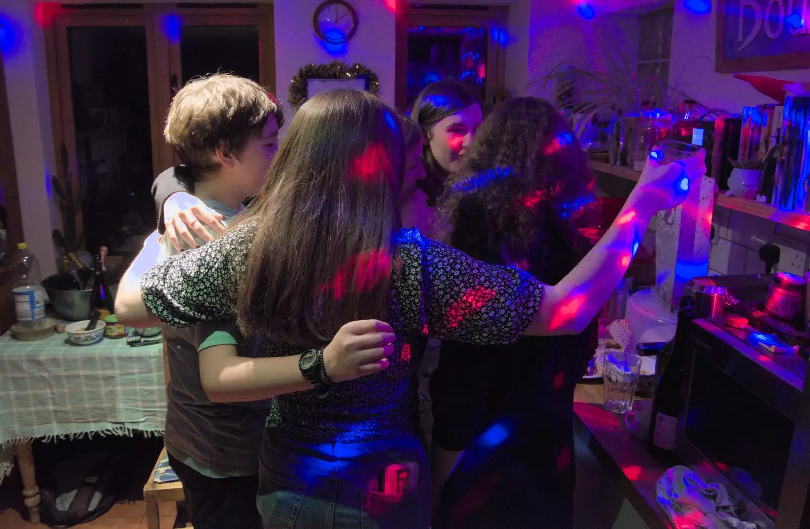 Fred's gang do an Insta shot, from New Year's Eve and a 50th Park Run, Thornham, Suffolk - 31st December 2023