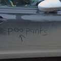 Poo Pants written in the dirt on a car door, A Walk to the Swan, Hoxne, Suffolk - 1st January 2024