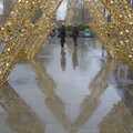 Christmas reflections on wet paving slabs, Norwich Sushi and Pantomime Rehearsals, Occold, Suffolk - 7th January 2024