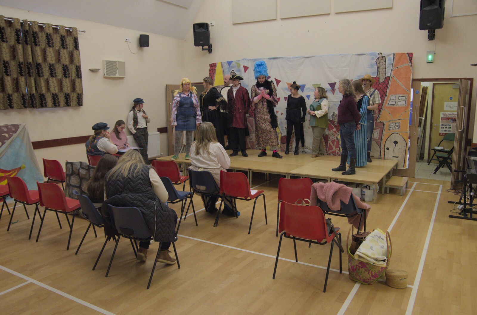 There's an ensemble moment on stage from Norwich Sushi and Pantomime Rehearsals, Occold, Suffolk - 7th January 2024