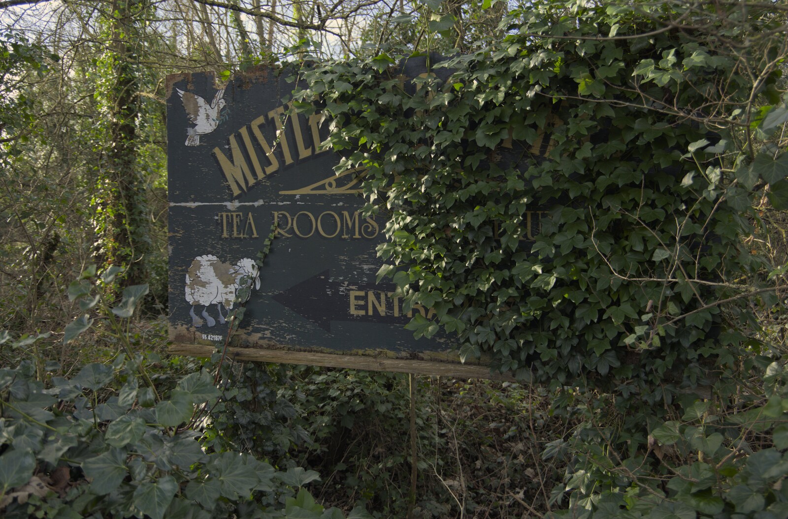 A derelict sign for a tea rooms in Mistley from A Postcard from Manningtree, Essex - 9th January 2024