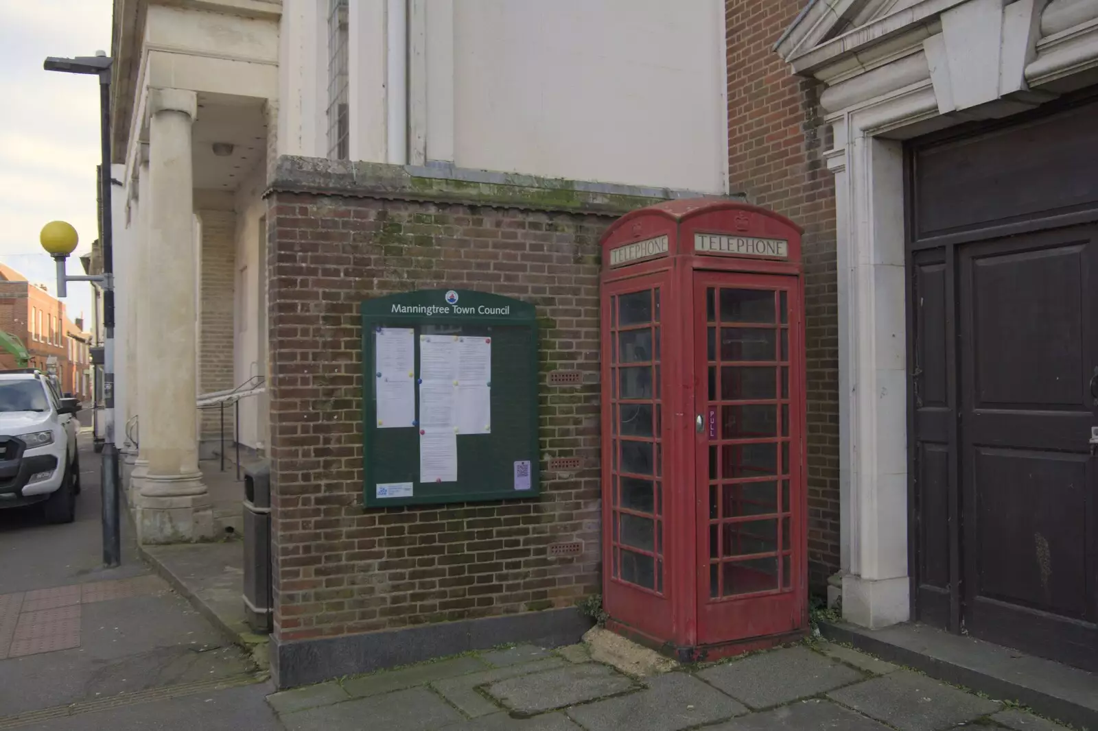 A K6 phonebox outside the town hall, from A Postcard from Manningtree, Essex - 9th January 2024